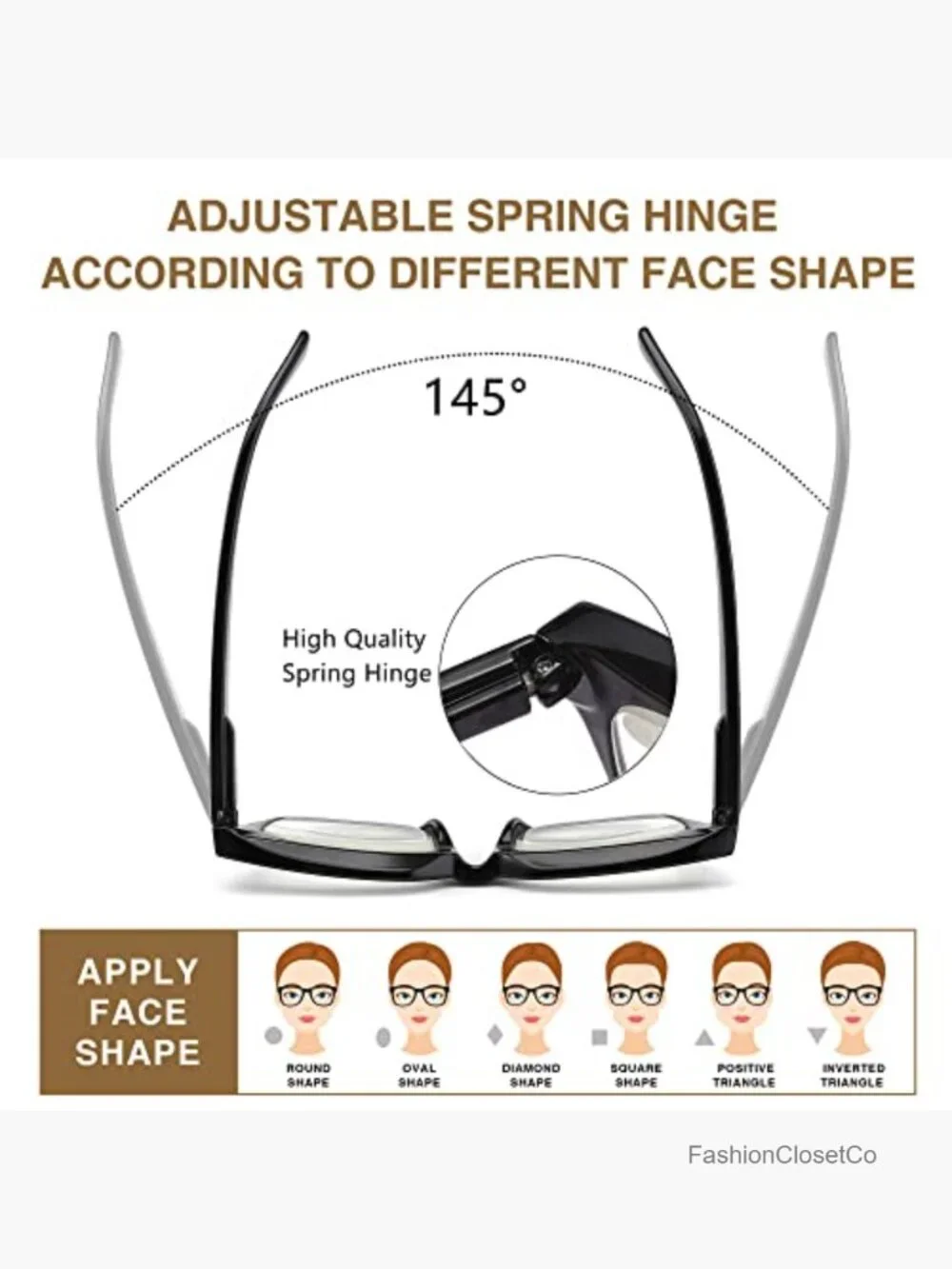 Fashion Square Reading Glasses with Spring Hinge Blue Light Blocking 3-Pack
